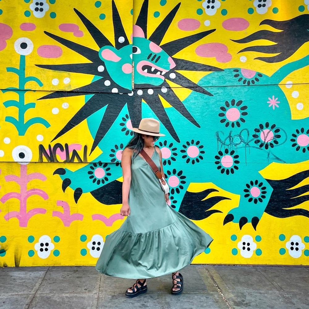 Silk & salt green Cancun dress M